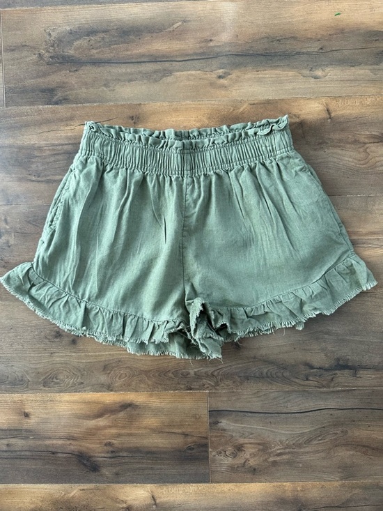 aerie Pants - Aerie Olive Green Ruffle Shorts Paperbag Waist Boho Festival S